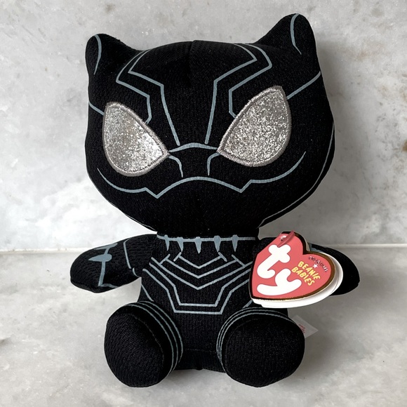 NWT Ty Black Panther Beanie Baby Silver MARVEL plush collectible toy - Picture 2 of 4
